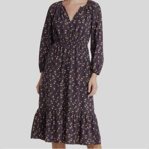 Rails Women's Black Sal Floral Print Long - Sleeve Midi Dress Sz XS Fall Outfit